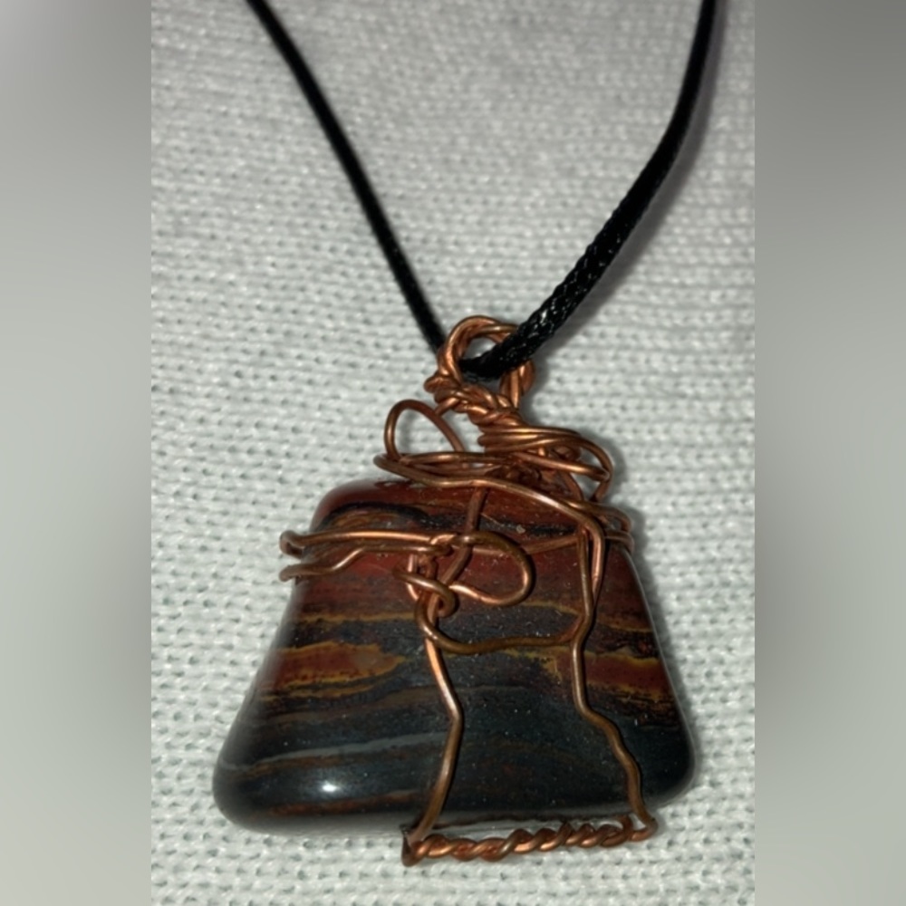 HAND CRAFTED, POLISHED AND WIRE WRAPPED STONE PENDANT - NEW NEVER WORN